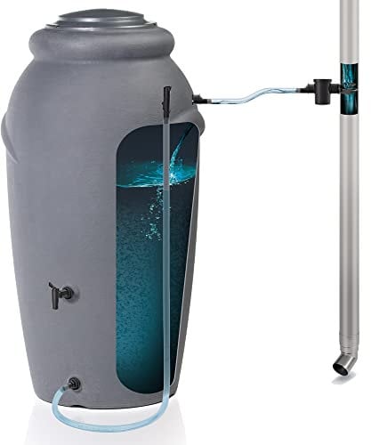 Prosperplast Aquacan Baby Regenwasserfass 210 l aus Kunststoff in Graphitgrau 59,6 x 56 x 118,3 cm + Zubehör-Set