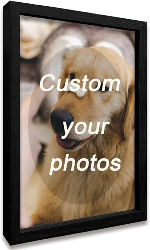 Framed Custom Canvas Prints with Your Photos Personalized Photo to Canvas Print Gifts for Couples Friends Family Baby Pets (Black, 8 L x 10 W)