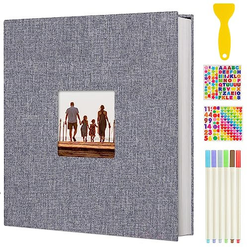 AIOR Selbstklebende 10x15 Fotoalbum Einkleben und zum Selbstgestalten Groß Leinen Fotoalben mit 40 Weißen Seiten, Hochzeit Jahrestag Geburtstag Geschenke (Grau)
