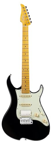 Vola E-Gitarre Elektrische Gitarre, OZ RV MF MC V3, Black Gloss - Harter Ahorn Griffbrett