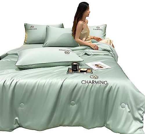 DUOPAI Summer Simple Ice Silk Quilt, Sommer Einfacher EIS-Seiden-Quilt Bettwäsche, Kühle Und Bequeme Waschbare EIS Seide Einfache Klimaanlage Bettdecke, Steppdecke Aus Eisseide