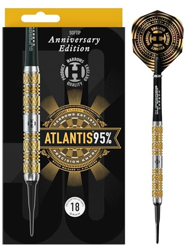 Harrows Soft Darts 50 Years Golden Anniversary Edition Tungsten Softtip Dart Softdart Hochwertiger Tungsten Dart Dartpfeile Set mit Schäften und Flights (Atlantis 95%)