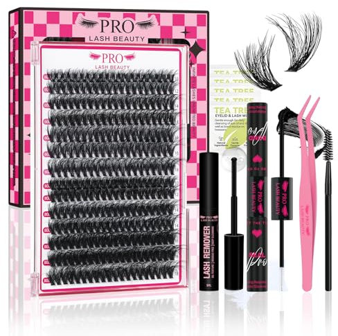 PRO Kit Extension Cils 3D Doux Individuels D Curl 320PCS Faux Cils avec Lash Bond and Seal,Applicato De Cils,Extension Cils Remover,Appliquer À La Maison(60D+80D,D-10-18mix Kit)