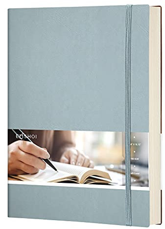 EMSHOI Diario punteggiato B5, 19 x 25 cm, grande blocco note in pelle con note adesive, 192 pagine numerate, carta a griglia a pois da 100 g/m², copertina morbida, per donne e uomini, per disegnare,