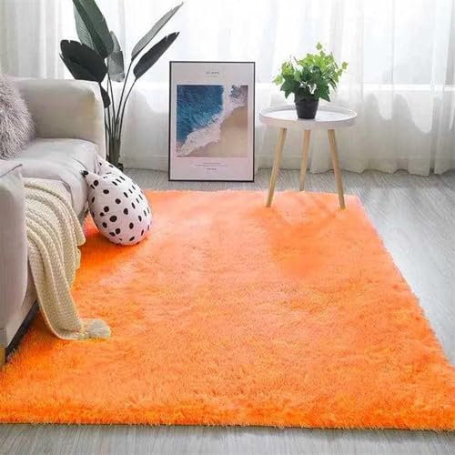 GueTTO Teppiche Flausching Wohnzimmer Teppiche Shaggy Teppiche Schlafzimmer Teppich Waschbarer Weiche Teppiche Bequeme ​für Wohnkultur,Orange,200x400cm