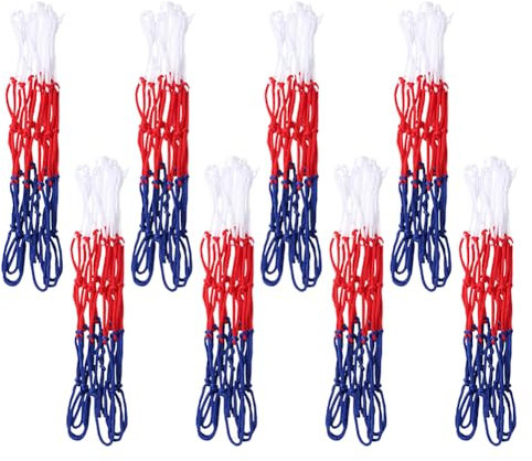 Kleine Basketballnetze, strapazierfähig, Nylon, Basketballnetz, Ersatz-Basketballnetz, Standard, dicke Netze für Kinder, passend für 8 Schlaufenfelgen, 8 Stück