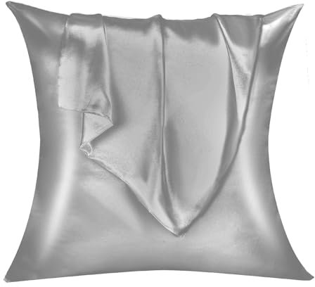 Lirex 2er Set Satin Kissenbezug 80x80cm, kissenbezüge, Weich wie Seiden Kissenbezug, Satin Kopfkissenbezug Kissenhülle für Haar und Haut kommt,Oeko-TEX Zertifiziert, Dunkelgrau