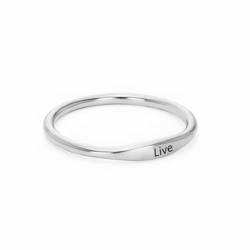 Amsgedhie Damenring mit personalisiertem Namen Personalisierter Ring aus Edelstahl, Damenschmuck, Muttertag, Valentinstag, Geburtstag, Erinnerungsgeschenk (Silber, 58 (18.5))
