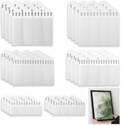 36 Paires Languettes Accroches Tableaux, 72 Bandes Bandes de Suspension pour Photos Accroche Tableau sans Percer Attaches Adhésives Amovibles Autocollant pour Fixation Cadre Photo Image