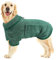 Woiil 100% Baumwolle Hundebademantel, Ultra Saugfähiger Bademantel Hund, Mit Klettverschluss Und Verstellbarem Gummizug, Maschinenwaschbar, Geeignet Für Große, Mittlere Und Kleine Hunde, Grün (XL)