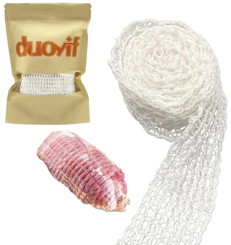 duoyif Fleischnetz Für Rollbraten Netz, Bratennetz Rollbratennetz Räuchernetz Schinkennetz, Baumwoll Netzoom Aufbewahren Braten Kochen Von Fleisch, Bratennetz Kaliber 16 Elastische 2,5 Meter (2.5m)