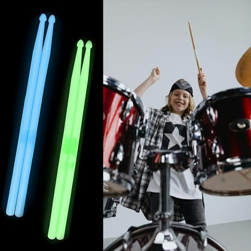 Baquetas iluminadas, 2 pares, baquetas luminosas 5A, baquetas de batería brillantes que brillan en la oscuridad, regalos profesionales para bateristas, accesorios de batería personalizados para