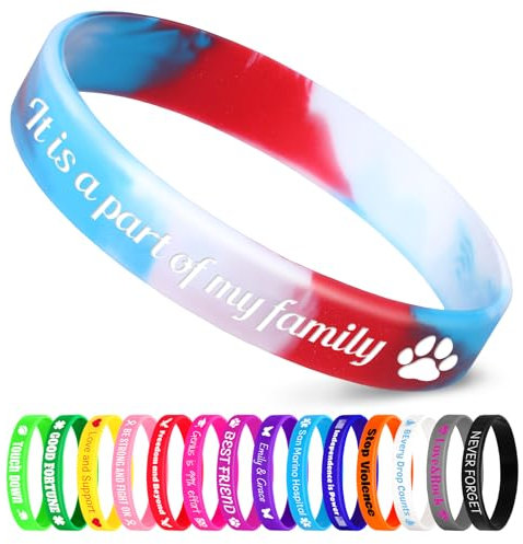 Jodimitty 1-300 Stück Personalisiertes Armband Silikon Armbänder Damen Herren, Custom Text & ICON, Bulk Armband für Event Festival Hochzeit Party Bewusstsein Motivation, 202x12mm (9 Stil Mischfarbe)