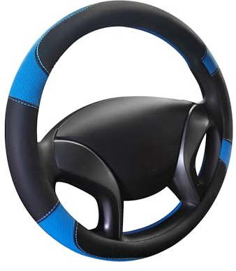 Lenkradbezug Leder, Lenkradschutz in Universal Größe 37-39 cm, Autozubehör Innenraum, Atmungsaktiver, Rutschfester und Geruchsneutraler Auto Lenkradbezug