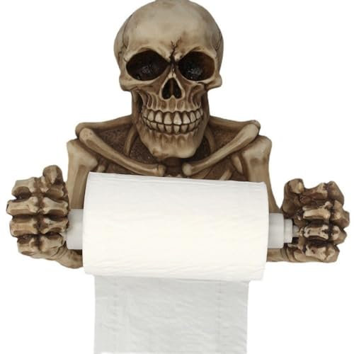 Toilettenpapierhalter Im Retro-Stil Mit Totenkopf, Horror Dekoration Fürs Wohnzimmer, Personalisierter Papierrollenhalter Aus Kunstharz, Toilettenpapierhalter Zur Wandmontage, Bohrmontage