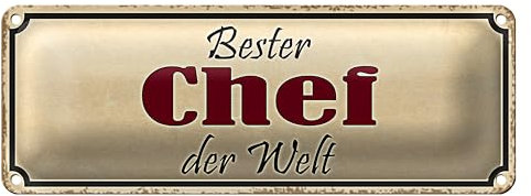 Blechschild | Bester Chef der Welt | Vintage Dekoration | 10 x 27cm