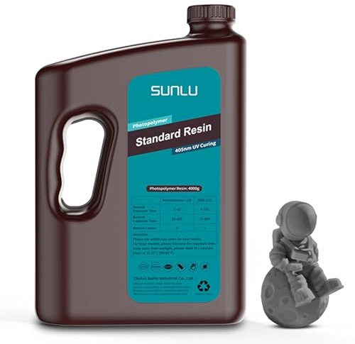 SUNLU 4KG Standardharz für 3D-Drucker, Schnellhärtendes Photopolymerharz für LCD/DLP/SLA-Drucker,3D-Druckerharz 395-405nm UV, geringe Schrumpfung und hohe Präzision, Dunkelgrau 4000G