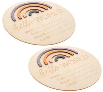 Milisten 2 Piezas Tarjeta mensual del mes del bebé signos recién nacidos vivero rótulos de madera para guardería signo de nacimiento del bebé cartel de nombre de bebé de madera