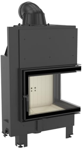 Kamineinsatz aus Stahl MBZ rechts 13 kW Ø 200 gebogenes Glas