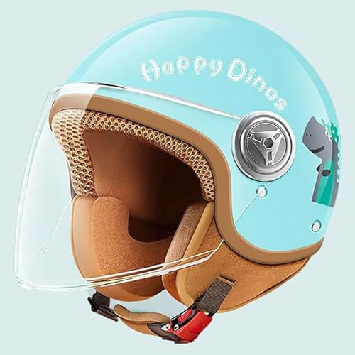 Casco mezzo casco 3/4 per bambini, casco mezzo casco da motociclista con visiera parasole, casco aperto per scooter elettrico, per ragazzi e ragazze dai 3 ai 15 anni omologato ECE B,45-55CM