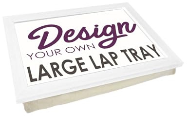 Design Your Own Extra Large Lap Tray. 49.8cm | Handmade Wooden Frame | Beanbag Cushioned Bottom | Computers, Laptops, Meals, Food, Crafting, TV, Dinner, Serving (White Frame with Cream Cushion Base)