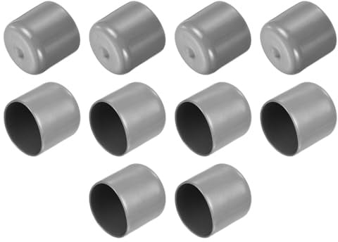 QUARKZMAN 10 Stück Gummi Endkappen 34mm PVC Kunststoffkappe Schutzkappen Abdeckung Fußkappen für Stuhlbeine Tischbeine Möbel Schrauben Bolzen Gewinde Metallstäbe Rohr Zaunpfosten Hellgrau