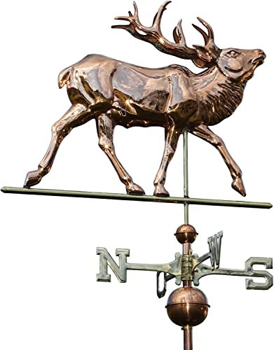 Große Linneborn Kupfer Wetterfahne, Motiv: Hirsch, Gesamthöhe: 108 cm, Elch, Wetterhahn