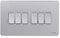 Schneider Electric Ultimate Screwless Flat Plate - 6 Gang Rocker 2 Way Light Switch, Single Pole, 16AX, GU1462WSS, Stainless Steel with White Insert