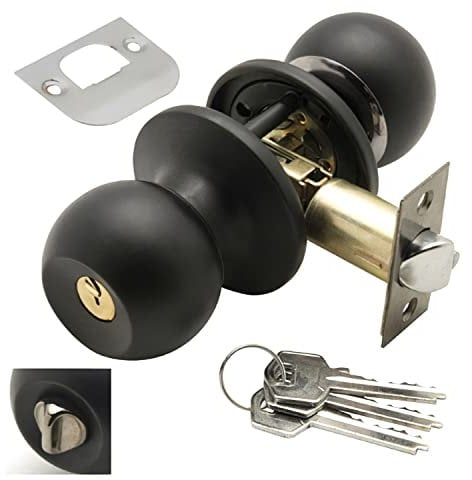 Wolfpack 3030560 Eingangstür Knopf mit Schloss und Schlüssel, Schwarz