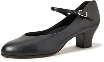 Capezio Student Footlight Character Dance Shoes, Professional Dance Shoes For Women With Non-Slip Heel, Leather Upper & Comfortable Design, Stylish & Supportive Character Shoe - Black, Size 7.5