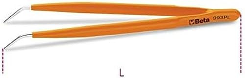 Beta 993PL 150 - Gebogene pinzette mit feinen, abgerundeten spitzen, gezahnt, aus rostfreiem stahl, mit PVC-überzug