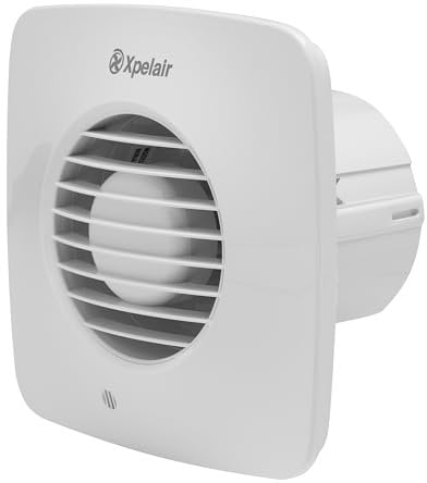Xpelair Simply Silent DX100BS 4 Inch/100mm Simply Silent Bathroom Extractor Fan,Wall,Ceiling and Window fitting,Adjustable Twin Speed,Ghost Air Movement Technology for Quiet Running, Square,White