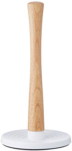 Stelton Küchenrollenhalter ROLL-IT - Stehender Rollenhalter - Holzschaft, Kunststoffsockel, rutschfest - Hergestellt aus hochwertigem Gummiholz & Silikon - Modernes skandinavisches Design - Weiß