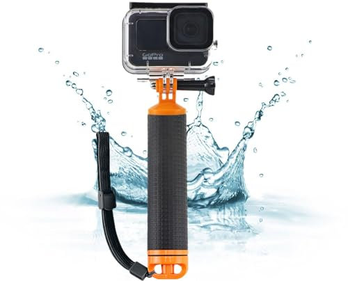 micros2u Waterproof Floating Handle (updated v2) Hand Grip. Compatible with GoPro Hero 13 12 11 10 9 8 7 6 5 4 3, Mini, DJI Osmo, Max, Insta360 + other Action Cameras