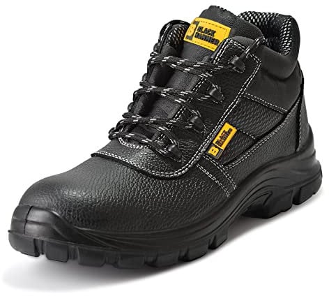 BLACK HAMMER Stivali Maschili in Pelle Scarpe Antinfortunistiche Impermeabili S3 SRC Scarpe da Lavoro in Pelle con Punta in Ferro 1007 (42 EU)