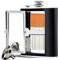 Kitwinney Stainless Steel Flask, Leak-Proof Pocket Hidden Flask with Built-in Cigarette Case and Leather Wrapped Cover, Black Hip Flask and Mini Funnel Set for Liquor for Men and Women