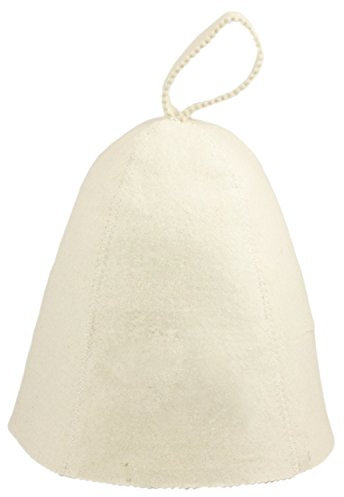 Saunahut - Farbe weiß - 100% Wollfilz - Saunamütze aus Filz für Damen und Herren