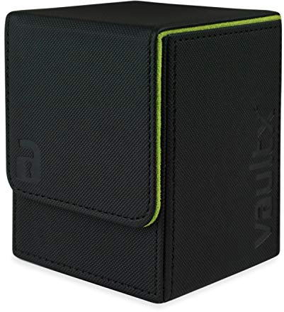 Vault X Scatola Deck Box Rigida per Carte da Gioco, 80+ Carte con Bustine, Materiale Exo-Tec, Contenitore per Carte da Collezione, Coperchio Magnetico, per MTG Commander, TCG (Nero/Verde elettrico)