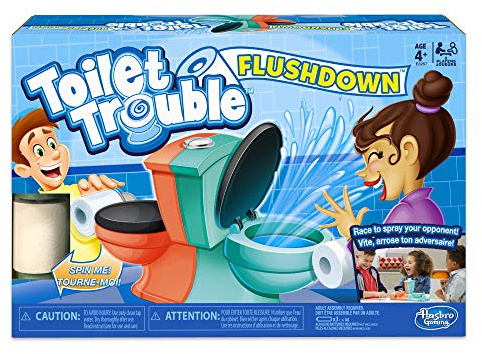 Hasbro Gaming Toilet Trouble Flushdown Kids Game Water Spray Ages 4+