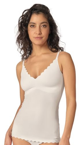 Skiny Damen Micro Lovers Spaghettishirt herausnehmbare Pads Unterhemd, Weiß (White 0500), 44