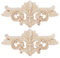 AUNMAS 2Pcs Wood Appliques, 16 * 7.5 cm Wooden Flower Carved Long Onlay Applique Carving Decal Furniture Decorative Mouldings for Bed, Door, Cabinet, Dresser, Wardrobe, Furniture Decoration
