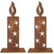 2 x Kerzen Metall Rost mit Sternenausschnitten Windlicht Edelrost Stern Deko 2er Set H=30 cm