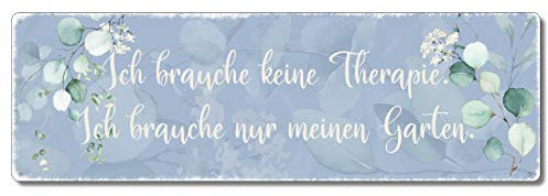 Interluxe Metallschild - Ich Brauche Keine Therapie - wetterfestes Schild im Shabby Cottage Stil für den Lieblingsplatz im Garten