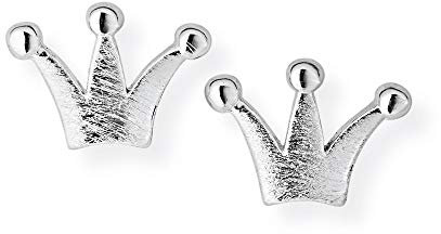 Heartbreaker Kronen Ohrstecker in Echtsilber aus der Kollektion Froggy/Niedliche kleine Kronen Ohrstecker aus 925 Sterlingsilber für Damen und Kinder/LD FG 29