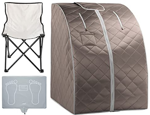 ZONEMEL Sauna portátil de infrarrojos lejanos para el hogar, sauna personal para relajación y desintoxicación en casa, tienda de campaña de sauna de cuerpo completo con almohadilla calefactora para
