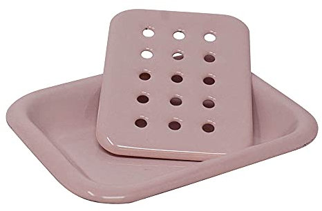 Klar Seifen Seifenschale aus Metall mit Emaille-Beschichtung, rose, Rechteckig, Pink