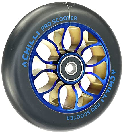 Chilli Pro Stunt-Scooter Rolle spoked Reaper 110mm (Blau Chrome/Pu Schwarz)