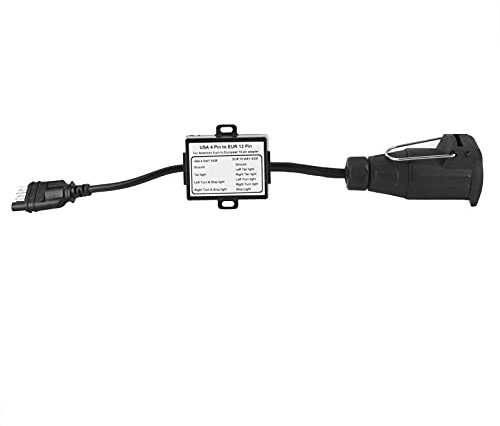 Connecteur de Remorque en Plastique Aramox Prise Plate US 4 Broches vers Convertisseur D'adaptateur de Câblage de Circuit D'éclairage de Remorque Portable 13 Broches EU