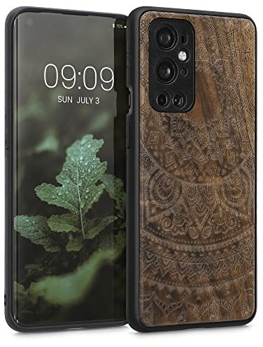 kwmobile Housse Compatible avec OnePlus 9 Pro Coque - Étui de Protection Rigide Antichoc avec Cadre en TPU - Brun foncé