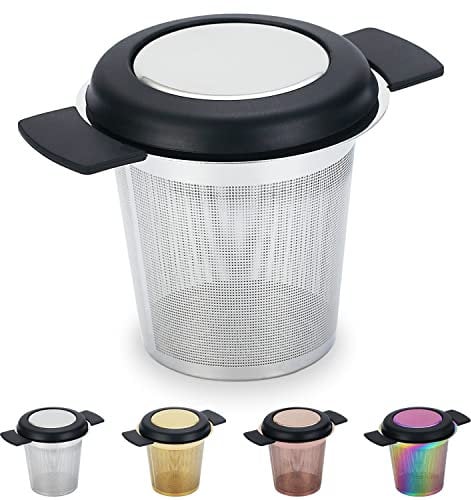 Kyraton Teesieb für Losen Tee aus 304 Rostfreiem Edelstahl, Tee und Kaffee Filter, feinmaschige Filter mit Doppelgriffe zum Aufhängen an Teekannen, Bechern, Tassen